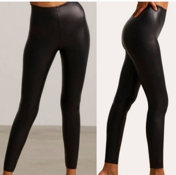 Commando Women's Faux Leather Shaping 7/8 Leggings in Black Large - Picture 1 of 5